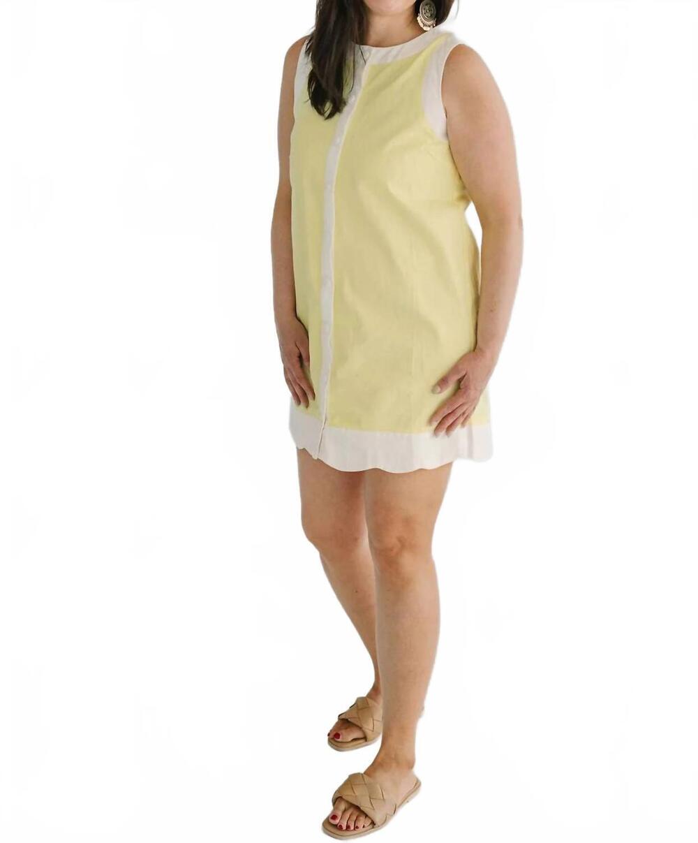 NEW FLYING TOMATO woven solid mini dress with snap buttons in light yellow